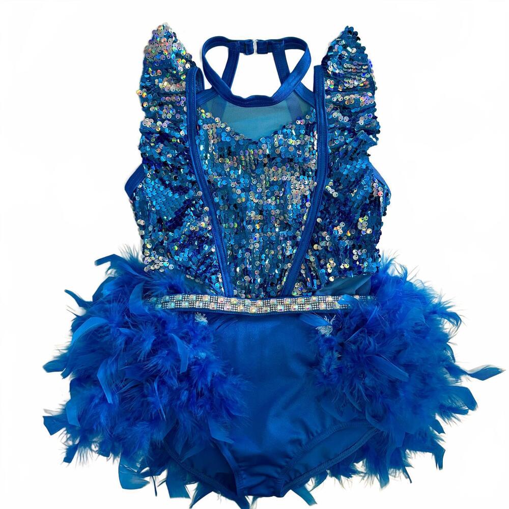 Weissman Sequined Rhinestone Feather Dance Costume Leotard